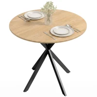 HOMCOM,Masă de Dining,Stil Industrial,PAL, oțel,80cm x 80cm x 75cm,Stejar(m-11)