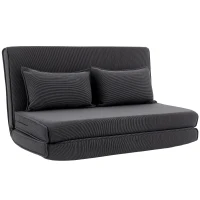 HOMCOM Bodenstuhl mit Rückenlehne, Cord-Klappsofa als Gästebett, Verstellbare Rückenlehne, Breiter Sitz, Dunkelgrau(m-1)