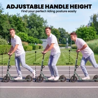 SPORTNOW Foldable Kick Scooter with Height Adjustable Handlebar, One-click Folding Adult Scooters with 200 mm Big Wheels, Silver Tone(m-4)