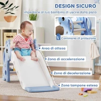AIYAPLAY Scivolo per Bambini con Scaletta, Canestro da Basket e Pallone, Design Giraffa, per Bambini 1-3 Anni, Blu(m-6)
