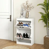 HOMCOM Dulap Modern pentru Pantofi cu 2 Sertare Rabatabile, Capacitate 10 Perechi și Raft Reglabil, 54x24x82,5 cm, Alb(m-9)