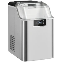 HOMCOM Eiswürfelmaschine, Eiswürfelspender, Ice-Maker, 20 kg/24h Eiswürfelbereiter mit 2,1 L Wassertank, Silber(m-1)