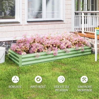 Outsunny Stalen Verhoogd Tuinbed, Open Bodem, Eenvoudige Opbouw, 241L x 90,5B x 30H cm, Groen(m-6)