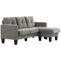 HOMCOM Canapea de colț 3 locuri cu perne pentru șezut și spătar, din material textil cu efect de catifea, 186x130x84 cm, taupe(m-12)