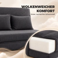 HOMCOM Vloerstoel met rugleuning, ribfluwelen klapsofa als logeerbed, verstelbaar, brede zitting, donkergrijs(m-6)