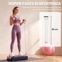 SPORTNOW Stepper fitness a 2 altezze con bande di resistenza, portata 120 kg, rosa e nero(m-5)
