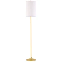 HOMCOM Lampadar cu Abajur din In și Dulie E27, In și Oțel, 25,5x25,5x157 cm, Auriu(m-1)