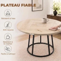 HOMCOM Table à Manger Ronde pour 4 à 6 Personnes, Ø 120 x 75 cm, Table de Cuisine avec Piétement Conique en Métal, Bois Naturel(m-6)