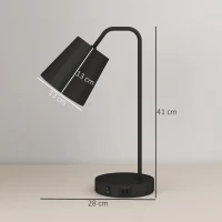 HOMCOM Tischlampen-Set, 2 Stück, Moderne Lampen mit USB-A- und USB-C-Anschluss für Schlafzimmer, Wohnzimmer & Büro, Schwarz(m-3)