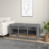 PawHut Wooden Hamster Cage, Small Animals Hutch with Tray, Openable Top, Exercise Play House Pen, 115L x 57W x 55Hcm, Grey(m-10)