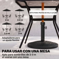 Outsunny Base para Sombrilla de 14 kg Pie de Parasol para Mástil de Ø32-38 mm para Jardín Terraza Patio Ø46x34 cm Negro(m-4)