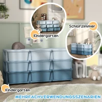 HOMCOM Aufbewahrungsbox für Kinder, Kinder-Aufbewahrungsbox, 9 Schubladen, Blau(m-5)