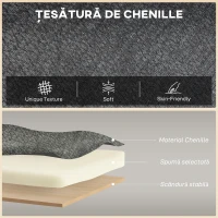 HOMCOM Canapea 2 Locuri In Catifea Chenille Con Șezut Larg E Spătar Ad Aripi, Gri(m-4)