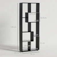 HOMCOM Bibliotecă Modernă cu 8 Rafturi din PAL E1, Design pentru Casă și Birou, 70x24x178 cm, Alb(m-3)