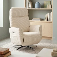 HOMCOM Relaxsessel Elektrisch Verstellbar Fernsessel mit Liegefunktion, 2 Motoren Drehbar TV Sessel mit USB-Anschluss(m-8)