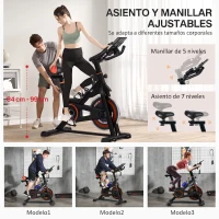 HOMCOM Bici Estática con Resistencia Regulable Volante de Inercia 8 kg Pantalla LCD Manillar y Asiento Ajustable Negro y Rojo(m-5)
