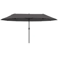 Outsunny Dubbele Zonnescherm, Dubbele Parasol 2,7m voor Tuin en Terras, Gezins, Grijs(m-14)
