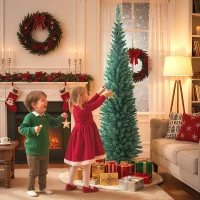 HOMCOM Árbol de Navidad Estrecho 180 cm con 321 Ramas Soporte Metálico Fácil de Montar para Interior Verde(m-9)