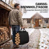 Outsunny Kaminholzregal 47,5 x 33 x 44cm erhöhtes Brennholzregal mit Canvas-Tragetasche bis 50 kg Indoor Outdoor(m-4)