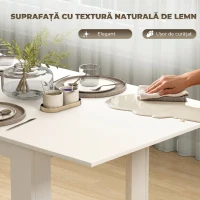 HOMCOM Masă Extensibilă de Luat Masa pentru 6-8 Persoane, 140-180 x 80 cm, Alb(m-10)