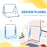 HOMCOM Bară Gimnastică Artistică pentru Copii 3+ Ani cu Înălțime Reglabilă în 5 poziții din Oțel, Albastru(m-6)