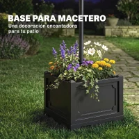 Outsunny Farol Solar de Jardín con 18 Luces LED Blanca Fría 6000K IP44 para Camino Terraza Patio 60x55x189 cm Negro(m-5)
