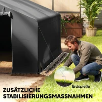 Outsunny Tragbarer Gartenschuppen, Fahrradzelt, Rolltür mit Reißverschluss, Metallrahmen, vielseitige Aufbewahrung, Dunkelgrau(m-7)