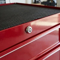 HOMCOM Chariot à outils sur roulettes, Servante d'atelier en acier 5 tiroirs verrouillable 2 clés, 61,5 x 33 x 82,5 cm, rouge(m-9)