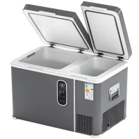Outsunny Nevera Portátil Eléctrica con Compresor 35L Doble Zona Control App Luz LED Pantalla para Coche y Camping Negro(m-1)