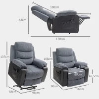 HOMCOM Aufstehsessel mit weichem Cordbezug, Recliner-Sessel mit Fernbedienung und Seitentaschen, Dunkelgrau(m-3)