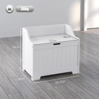 HOMCOM Aufbewahrungstruhe, Holzkiste mit Deckel, viel Stauraum, modernes Design, Weiß(m-3)