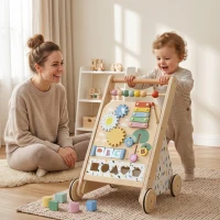 AIYAPLAY Baby Lauflernwagen Holz Lauflernhilfe mit Rädern regulierbarer Geschwindigkeit Bauklötze für Kleinekinder ab 18 Monaten(m-2)
