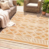 Outsunny Outdoorteppich Terrassenteppich, wetterbeständig, modernes Design, 121 cm x 182 cm x 0,3 cm, Grün + Creme(m-2)