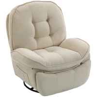 HOMCOM Chenille relaxfauteuil, handmatig verstelbaar, 360° draaibaar en schommelend, met brede zitting en hoge rugleuning, crèmewit(m-1)