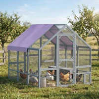 PawHut Hühnerstall mit wetterfestem Tuch 2 Nistkasten 2 Sitzstange für 8-10 Hühner Holz 211 x 186,5 x 185,5 cm Dunkelgrau(m-10)