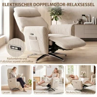HOMCOM Relaxsessel Elektrisch Verstellbar Fernsessel mit Liegefunktion, 2 Motoren Drehbar TV Sessel mit USB-Anschluss(m-4)