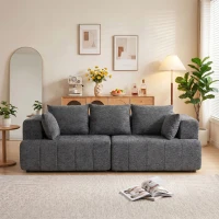 HOMCOM 3-Sitzer-Sofa, Cloud-Sofa aus Chenille mit dicker Federkernpolsterung, breiter und tiefer Sitzfläche, breiten Armlehnen, Kissen, grau(m-9)