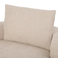 HOMCOM Puf Sofá Redondo en Chenilla, Asiento Grande, 2 Cojines, 1 Respaldo, 1 Cojín Cilíndrico, Carga 250kg, 130x130x82cm, Crema(m-7)