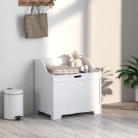 HOMCOM Aufbewahrungstruhe, Holzkiste mit Deckel, viel Stauraum, modernes Design, Weiß(m-10)