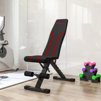 SPORTNOW Klappbare Workout-Bank, 6-stufige Rückenlehne, 4-stufiger Sitz, Metall, gepolstert, Schwarz(m-10)