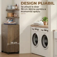 HOMCOM Dulap Masă de Călcat Pliabil cu Suport pentru Fier și Haine cu Compartiment Deschis, 154x55x87 cm, Maro(m-4)