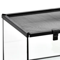 PawHut Reptielenbox Terrarium, inclusief streepjesthermometer, voederluiken, 50 cm x 30 cm x 25 cm, glas + metaal, zwart(m-11)
