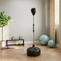 SPORTNOW Punching Ball de Podea cu Bază Reumplută și Ventuze, Înălțime Reglabilă 145-180 cm, Negru(m-8)