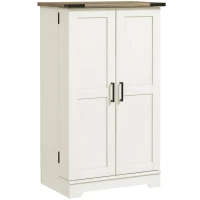 HOMCOM Armario Despensa Cocina con 2 Puertas 16 Estantes y Estante Ajustable para Comedor Salón 60x40x104 cm Crema(m-11)