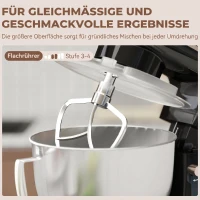 HOMCOM Küchenmaschine Knetmaschine mit 4,5L Edelstahlschüssel 1300W Teigmaschine mit 6+P Geschwindigkeit Beige(m-6)