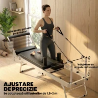 SPORTNOW Reformer Pilates Pliabil pentru Acasă cu 2 Benzi Elastice, Alb(m-6)