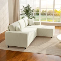 Canapea HOMCOM catifea crem, 3 locuri(m-9)