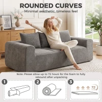 HOMCOM Canapé 3 Places en Chenille 220 cm, Canapé Salon Moderne avec Assise et Accoudoirs Larges, 3 Coussins, Gris(m-8)