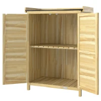 Outsunny Dulap de Grădină din Lemn cu Blat din Oțel, Rafturi și Cârlige, 71.5x39x95 cm(m-12)