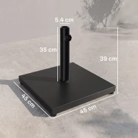 Outsunny Base per Ombrellone Quadrata da 18kg per Pali da Ø3/3.5/3.8 cm, 45x45x39 cm, Nero(m-3)